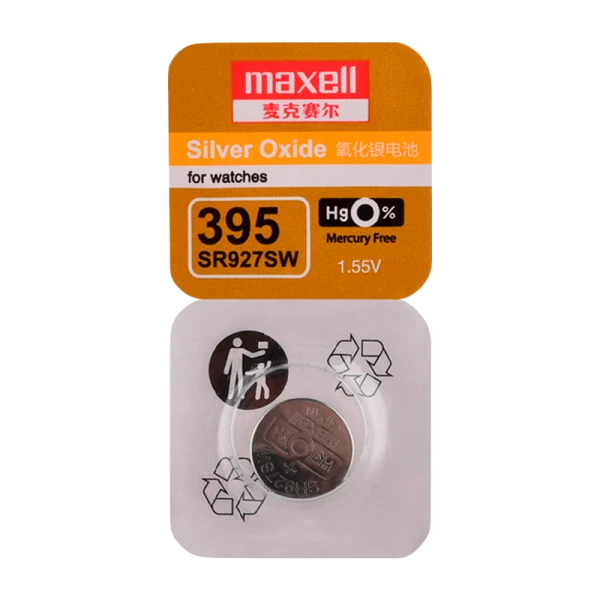 Батарейка Maxell 395/399 BL1 Silver Oxide 1.55V 0%Hg (1/10/100)