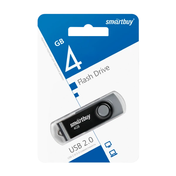 Флеш-накопитель Smartbuy Twist 4GB USB2.0 пластик черный