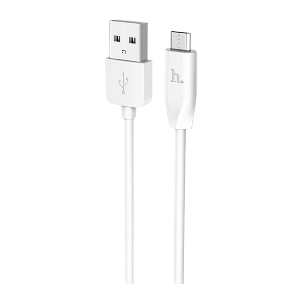 Кабель HOCO X1 USB (m)-microUSB (m) 1.0м 2.4A ПВХ белый 2шт. (1/30/300)