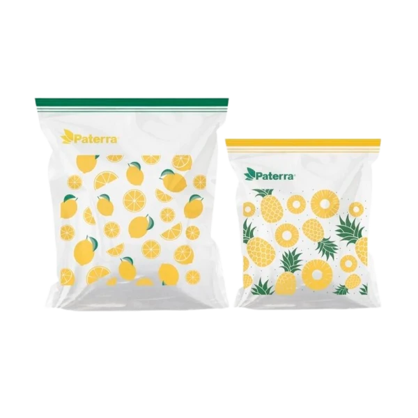 Пакет универсальный Paterra «Ананас, лимон» 20.5см+26.5см x 20.5см+24см ПВД с замком 50шт. (1/12)