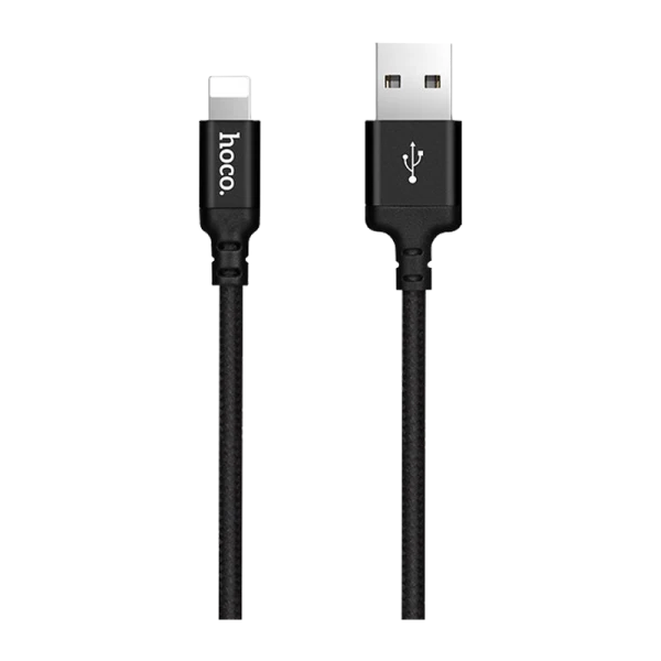 Кабель HOCO X14 USB (m)-Lightning (m) 2.0м 1.7A нейлон черный (1/33/330)