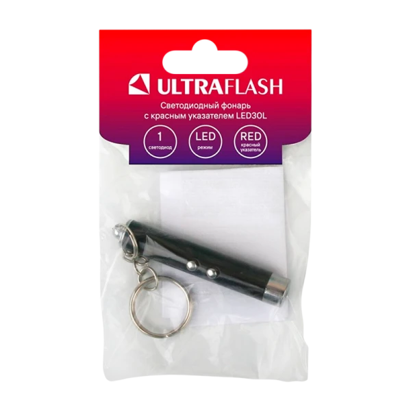 Фонарь универсальный Ultraflash LED30L от батареек лазерная указка черный