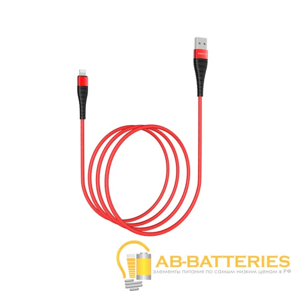 Кабель Borofone BX32 USB (m)-Lightning (m) 1.0м 2.4A нейлон красный (1/360)
