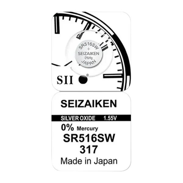Батарейка SEIZAIKEN 317 (SR516SW) Silver Oxide 1.55V (1/10/100/1000)