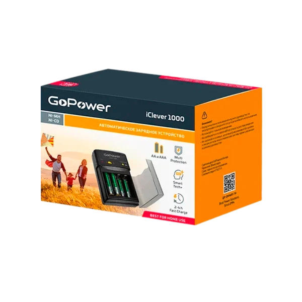З/У для аккумуляторов GoPower iClever1000 Ni-MH/Ni-Cd 4 слота (1/15/30)