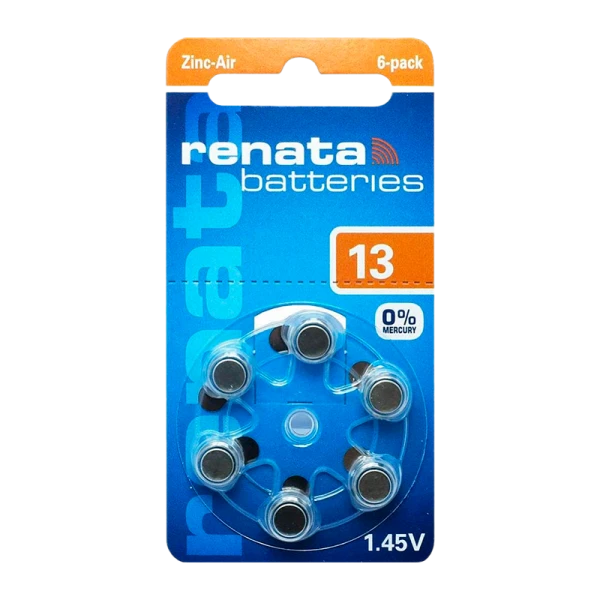 Батарейка Renata ZA13 BL6 Zinc Air 1.45V (Новая упаковка) (6/60/600/6000)