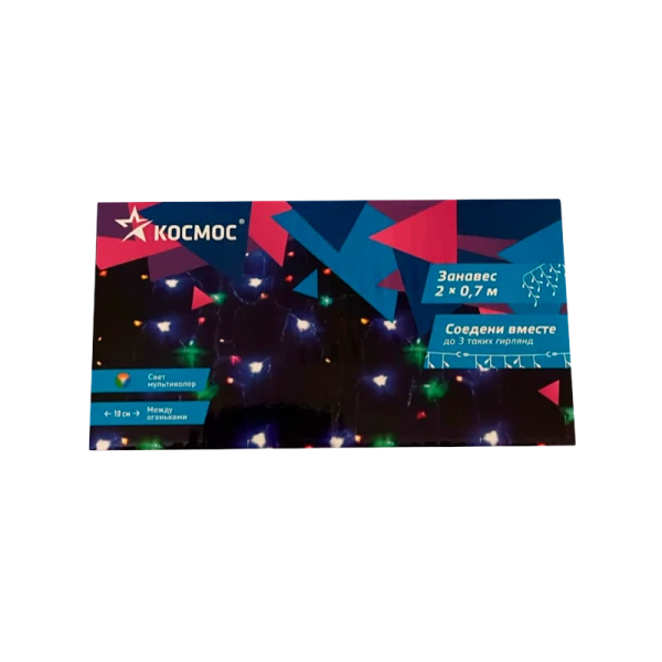 Гирлянда Космос "Бахрома" 100LED 2x0.7м схема нитей 4/8/6/7 мульти (1/24)