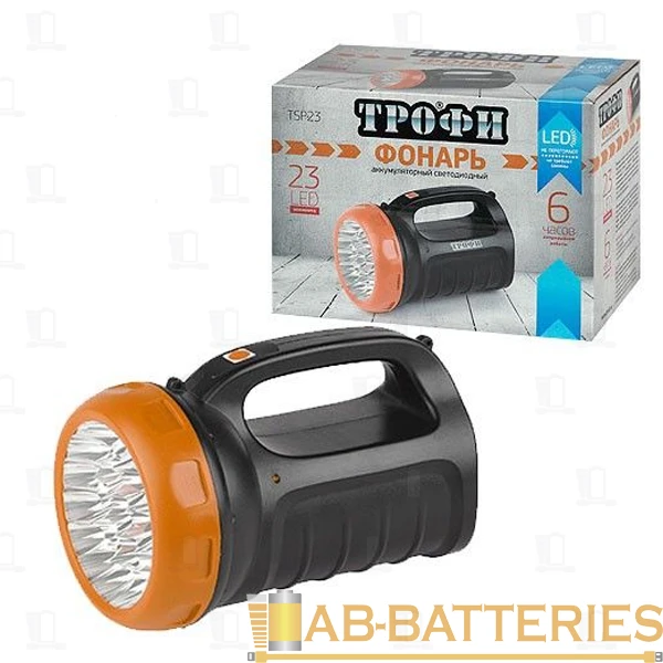Фонарь туристический Трофи TSP23 2.7W 23LED от аккумулятора черный оранжевый (1/12/24)