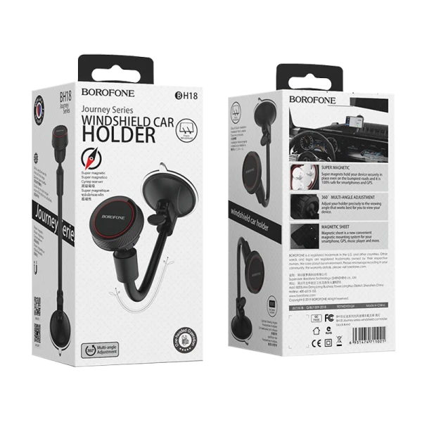 Держатель автомобильный Borofone BH18 присоска магнит черный красный (1/60)