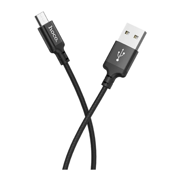 Кабель HOCO X14 USB (m)-microUSB (m) 2.0м 1.7A нейлон черный (1/33/330)