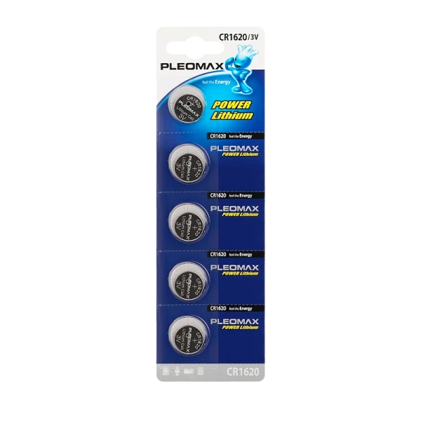 Батарейка Pleomax CR1620 BL5 Lithium 3V (5/100/2000/80000)