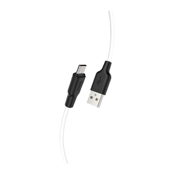 Кабель HOCO X21 Plus USB (m)-microUSB (m) 2.0м 2.4A силикон черный белый (1/28/168)