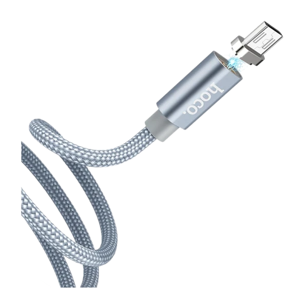 Кабель HOCO U40A USB (m)-microUSB (m) 1.0м 2.0A нейлон магнит серый (1/28/168)