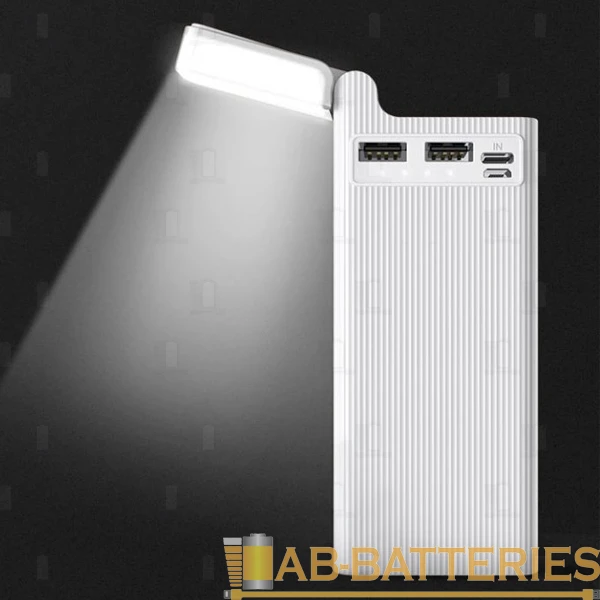 Внешний аккумулятор HOCO J62A 10000mAh 2.0A 1USB/Type-C с лампой белый (1/28)