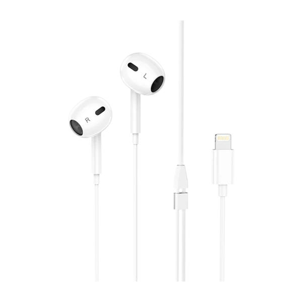 Наушники вставные HOCO M1 Max с микр. Lightning (m) белый (1/32/192)