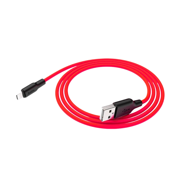 Кабель HOCO X21 Plus USB (m)-Lightning (m) 1.0м 2.4A силикон черный красный (1/28/168)
