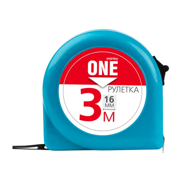 Рулетка измерительная Smartbuy ONE Tools 3м*16мм пластик фиксатор голубой (1/96)