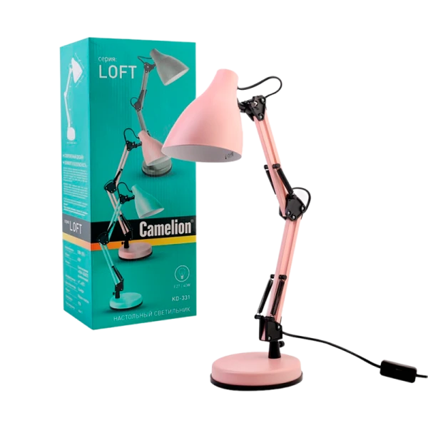 Светильник настольный Camelion KD-331 40W 230V E27 на основании розовый (1/6)