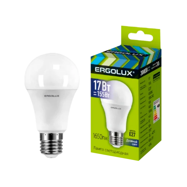 Лампа светодиодная Ergolux A60 E27 17W 6500К 172-265V груша ЛОН