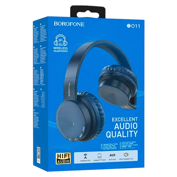 Наушники полноразмерные Borofone BO11 bluetooth 5.0 с микр. синий (1/24)