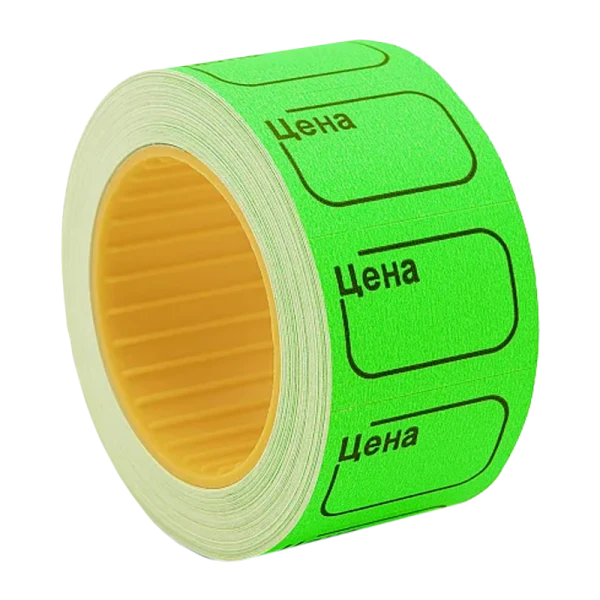 Этикет-лента 30 мм х 20 мм "Цена" (350 этикеток /рол.), зеленая, AVIORA (цена за 1 рулон) (5/100)