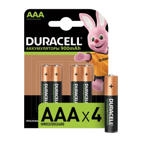 Аккумулятор предзаряженный RTU Duracell HR03 AAA BL4 NI-MH 850/900mAh (4/40/15000)