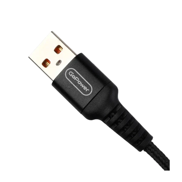 *Кабель GoPower GP02M USB (m)-microUSB (m) 1.0м 2.4A нейлон черный (1/200/800) 