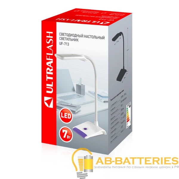 Светильник настольный Ultraflash UF-713 7W 220V 1LED на основании сенс. фиолетовый (1/16)