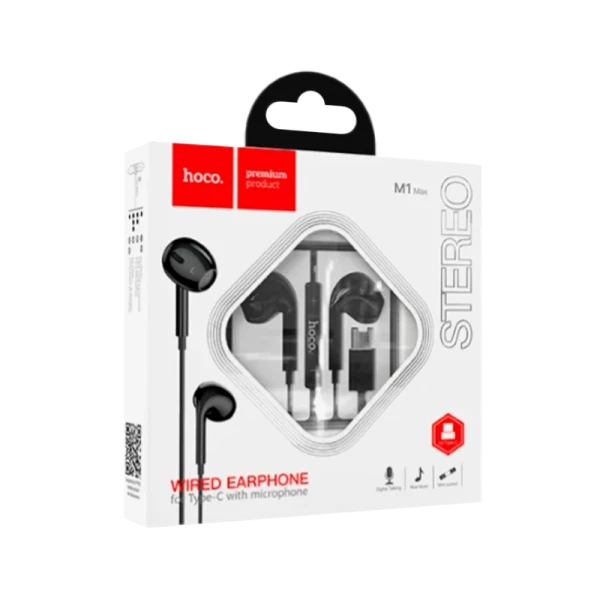 Наушники вставные HOCO M1 Max с микр. Type-C (m) черный (1/32/192)