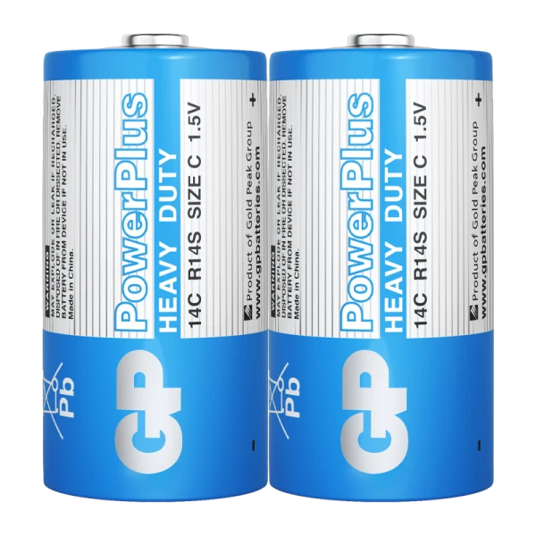 Батарейка GP PowerPlus R14 C Shrink 2 Heavy Duty 1.5V (2/24/480) R