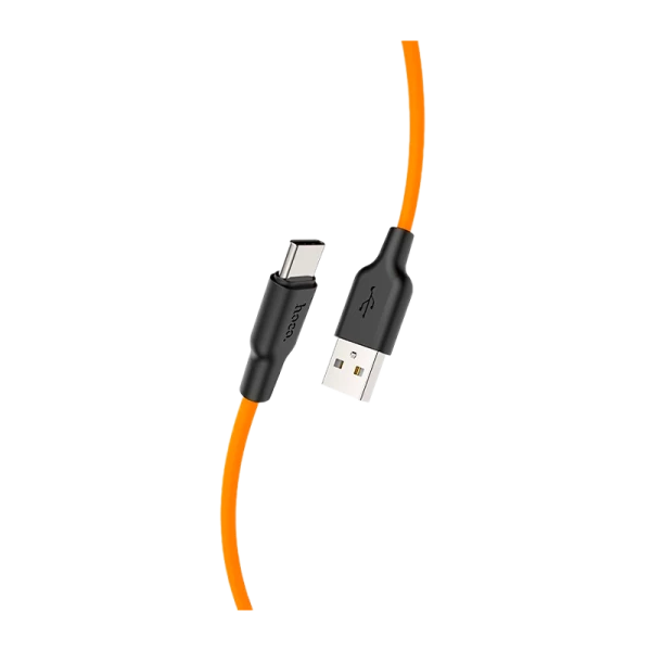 Кабель HOCO X21 Plus USB (m)-Type-C (m) 1.0м 3.0A силикон черный оранжевый (1/28/168)