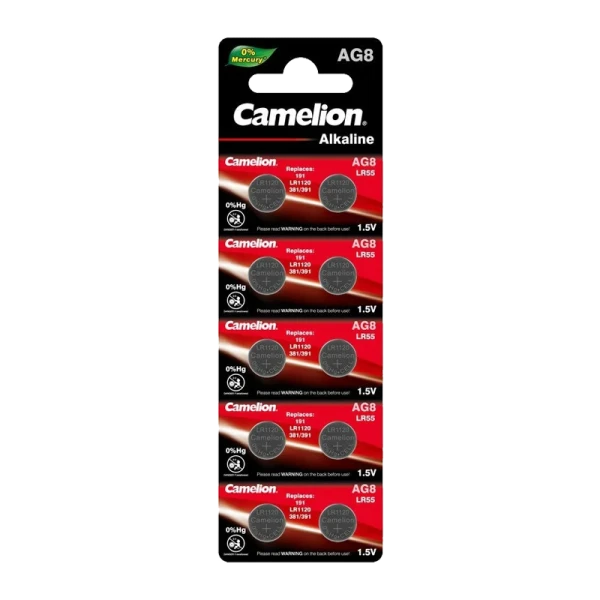 Батарейка Camelion G8/LR1120/LR55/391A/191 BL10 Alkaline 1.5V (10/100/3600)