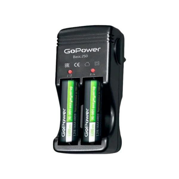 З/У для аккумуляторов GoPower Basic 250 Ni-MH/Ni-Cd 4 слота (1/20/40)