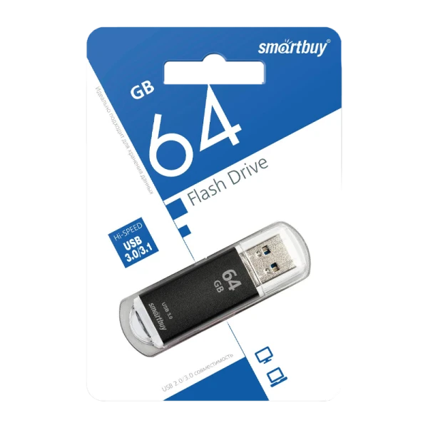 Флеш-накопитель Smartbuy V-Cut 64GB USB3.0 пластик черный