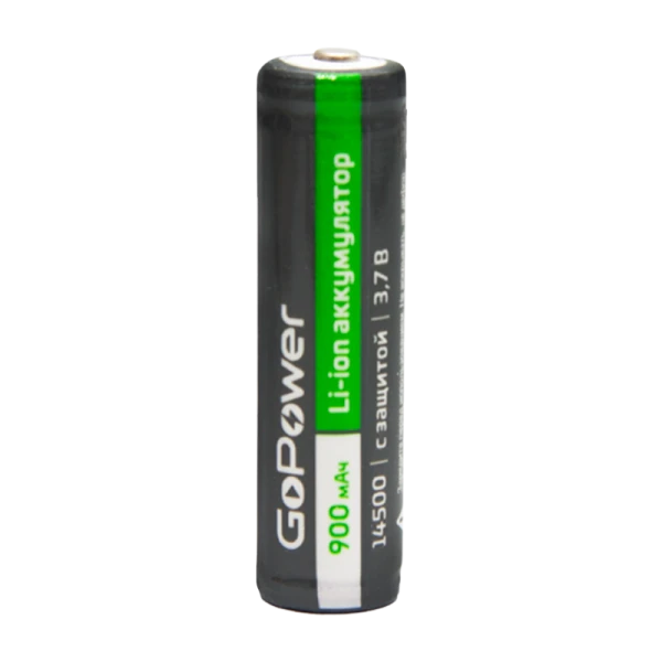 Аккумулятор Li-ion GoPower 14500 AA BL1 3.7V 900mAh с защитой выс.конт. (1/6/120)