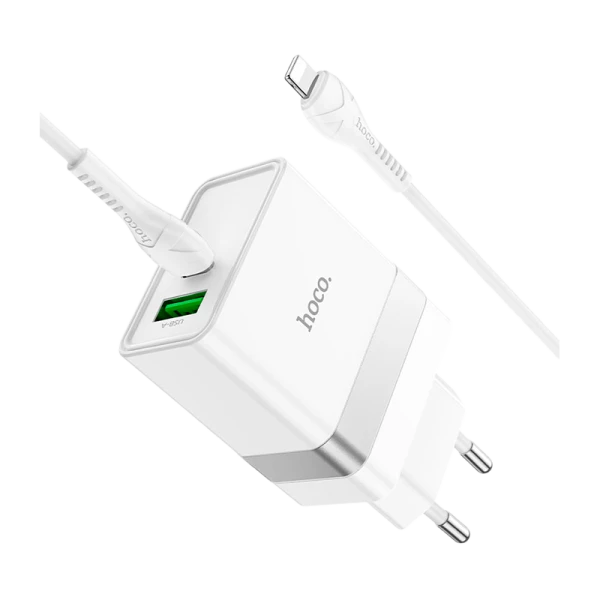 Сетевое З/У HOCO N21 1USB/Type-C 30W PD3.0 с кабелем Type-C-Type-C белый (1/12/120)