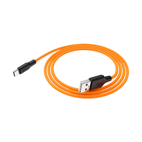 Кабель HOCO X21 Plus USB (m)-Type-C (m) 1.0м 3.0A силикон черный оранжевый (1/28/168)
