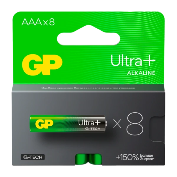 Батарейка GP ULTRA PLUS G-tech LR03 AAA BL8 Alkaline 1.5V (8/96/768) R