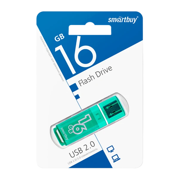 Флеш-накопитель Smartbuy Glossy 16GB USB2.0 пластик зеленый