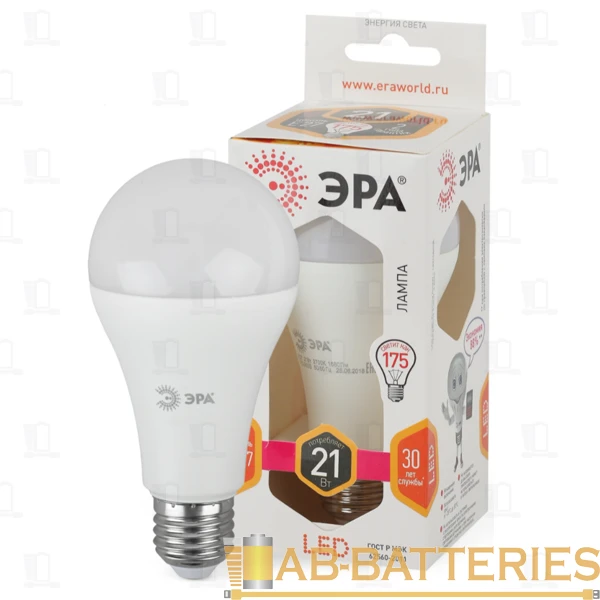 Лампа светодиодная ЭРА A65 E27 21W 2700К 170-265V груша