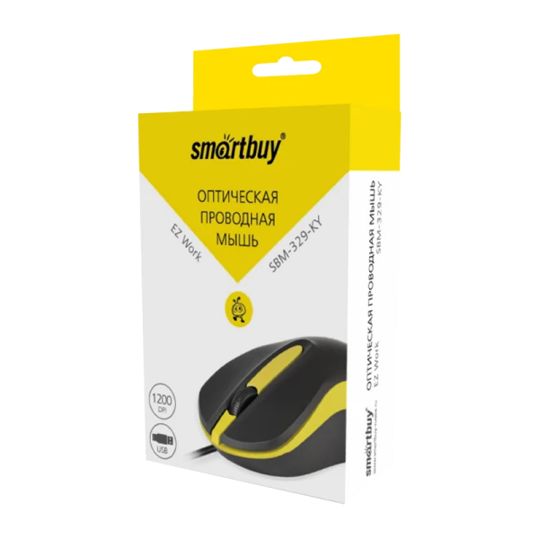 Мышь проводная Smartbuy 329 ONE классическая USB черный желтый (1/100)