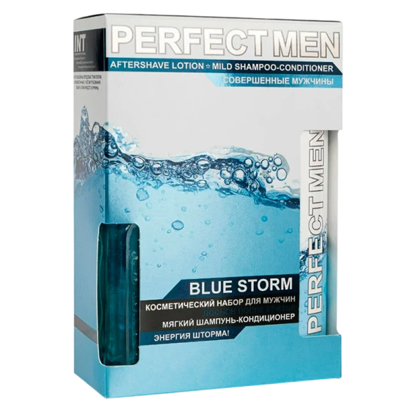 Набор Perfect Men Turbo BLUE STORM (шампунь-кондиционер 250мл+лосьон п/бритья 100мл) (1/12)