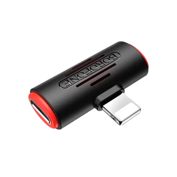 Переходник Borofone BV6 Lightning (m)-2xLightning (f) пластик черный (1/150/900)