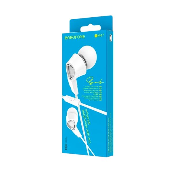Наушники внутриканальные Borofone BM47 с микр. белый (1/72/288)