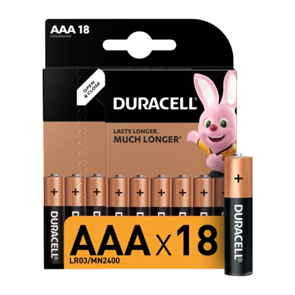 Батарейка Duracell Basic LR03 AAA BL18 Alkaline 1.5V (18/180/62640)