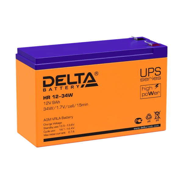 Аккумулятор свинцово-кислотный Delta HR 12-34 W 12V 9Ah 34W