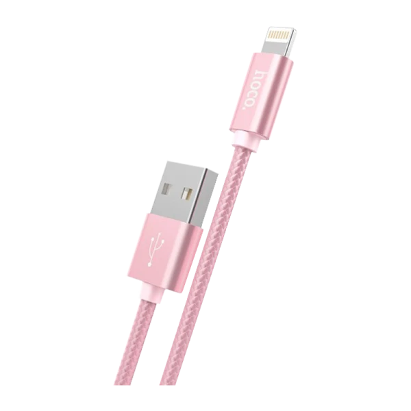 Кабель HOCO X2 USB (m)-Lightning (m) 1.0м 2.1A нейлон розовое золото (1/30/300)