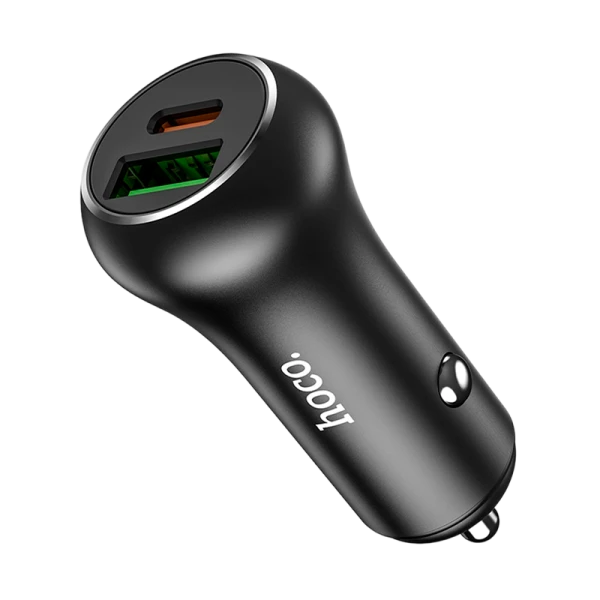Автомобильное З/У HOCO Z38 1USB/Type-C QC3.0 черный (1/12/120)