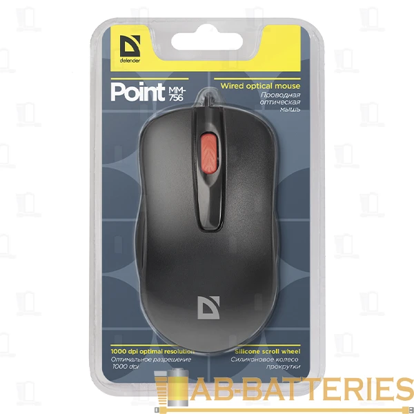 Мышь проводная Defender MM-756 Point классическая USB черный (1/40)