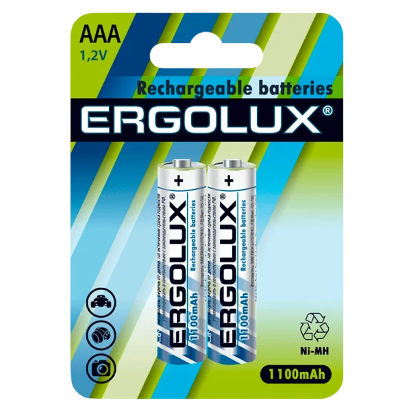 Аккумулятор бытовой Ergolux HR03 AAA BL2 NI-MH 1100mAh (2/24/480)